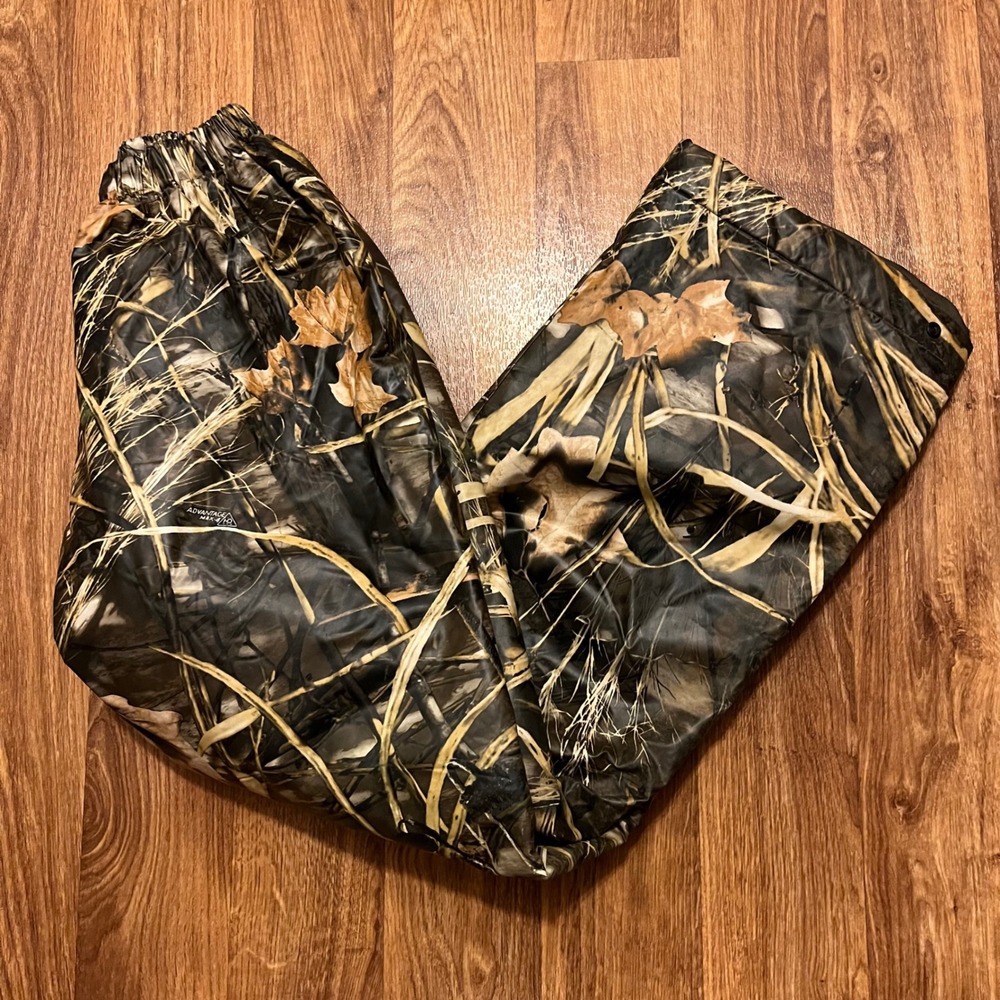 Vintage Camouflage Rain Pants Men XL‎ Outdoor Advantage Max 4 Waterproof Hunting